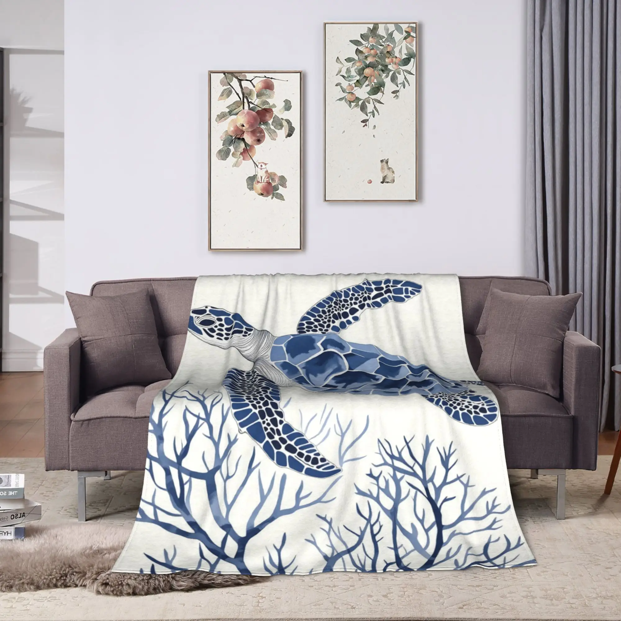 Sea Turtle Flannel Blanket Adults Girls  Soft Throw Blanket Winter Couch Chair Bedspread Sofa Bed Cover