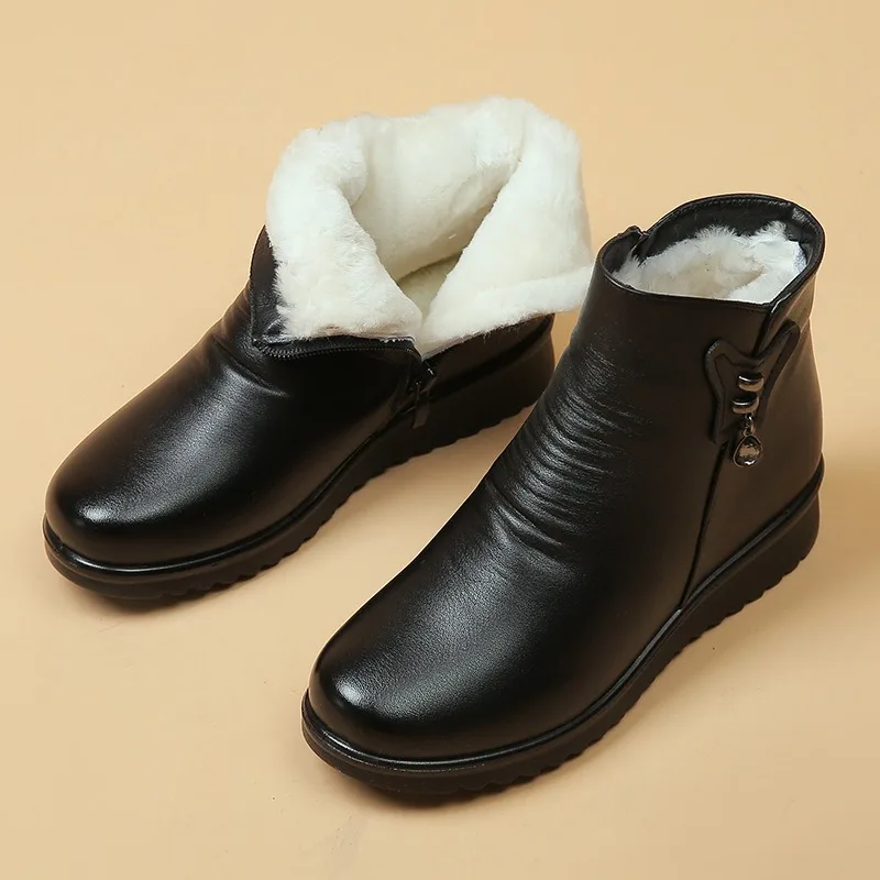 

2025Winter Women's Ankle Boots Plush Warm Snow Boots Fashion Casual Leather Boots for Women Winter Warm Cotton Shoes Botas Mujer