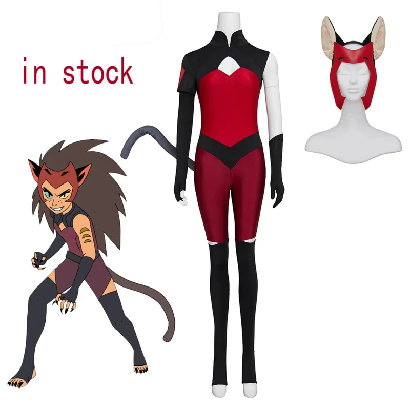 (in stock）She Ra Princess Catra Cosplay She Ra And The Princesses Of Power Costume Women Halloween Battle Suit Set Custom