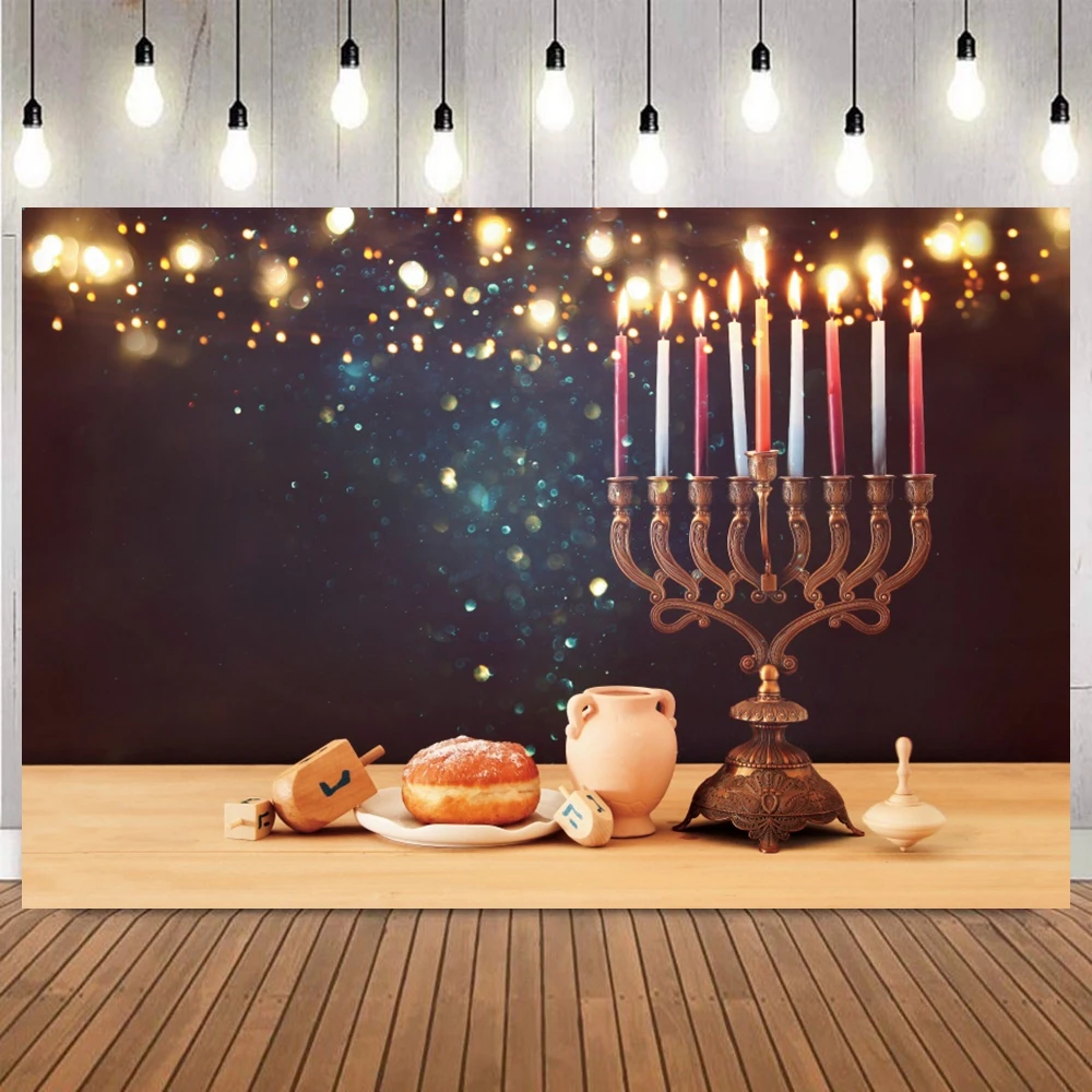 Judaism Happy Hanukkah Photography Backdrop Jewish Jesus Passover Candlestick Party Decor Photographic Background Photo Props