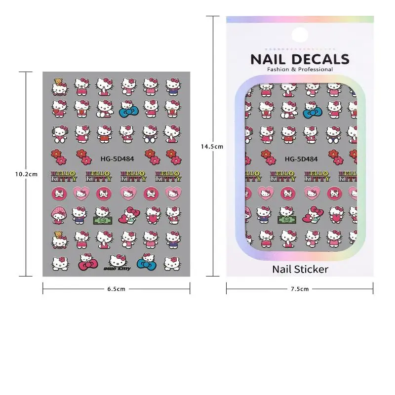 1 pz Kawaii Rosa Amore Hello Kitty Unghie Artistiche Adesivi Per Le Ragazze Carino Kuromi Hello Kitty Gatto Decalcomanie Per Unghie Adesivo Manicure Supplie