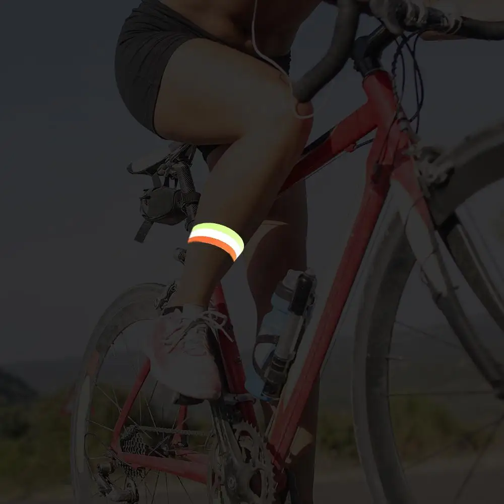 Fascia per bicicletta di alta qualità, cinturino riflettente, nastro sportivo, strisce riflettenti per ciclismo, fascia da braccio di avvertimento, avviso di sicurezza per bici