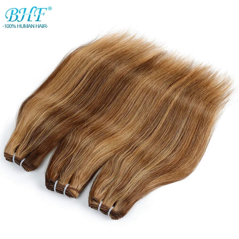 BHF-extensiones de cabello humano 100% liso, pelo Natural Remy europeo, trama de 100g, Color Piano