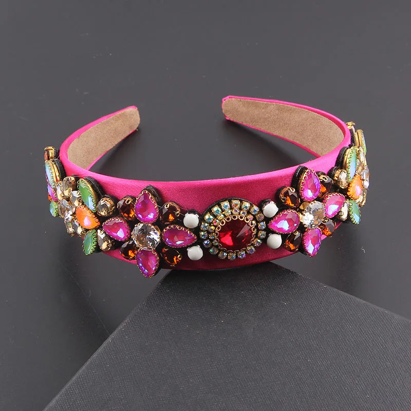 New Fashion Personality Baroque Colorful Rhinestone Headband Ladies Prom Party Travel Gift Hair Accessories 873