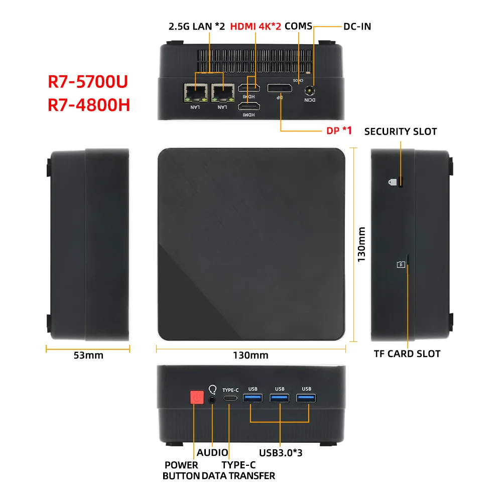 ZXIPC Mini PC Computer Gaming AMD Ryzen7 4800H R5 5500U Intel Core i7 1165G7 i5 1335U CPU Windows 11 Pro NUC Office DDR4 NVMe