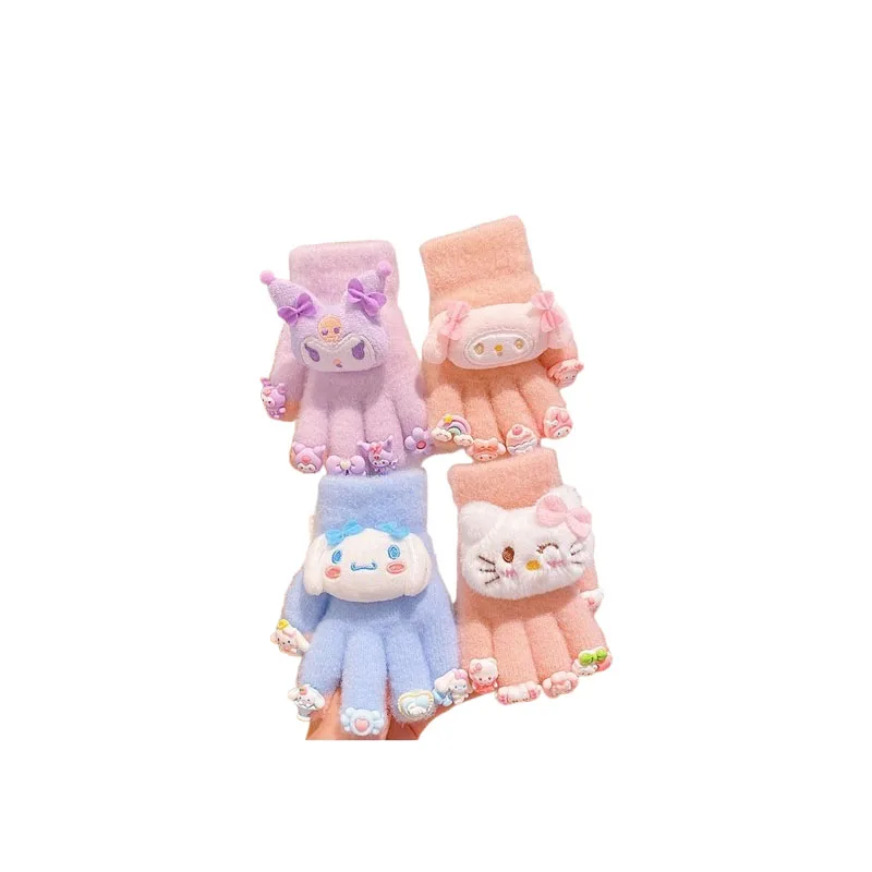 قفازات شتوية جميلة دافئة وباردة مقاومة للشتاء بخمسة أصابع