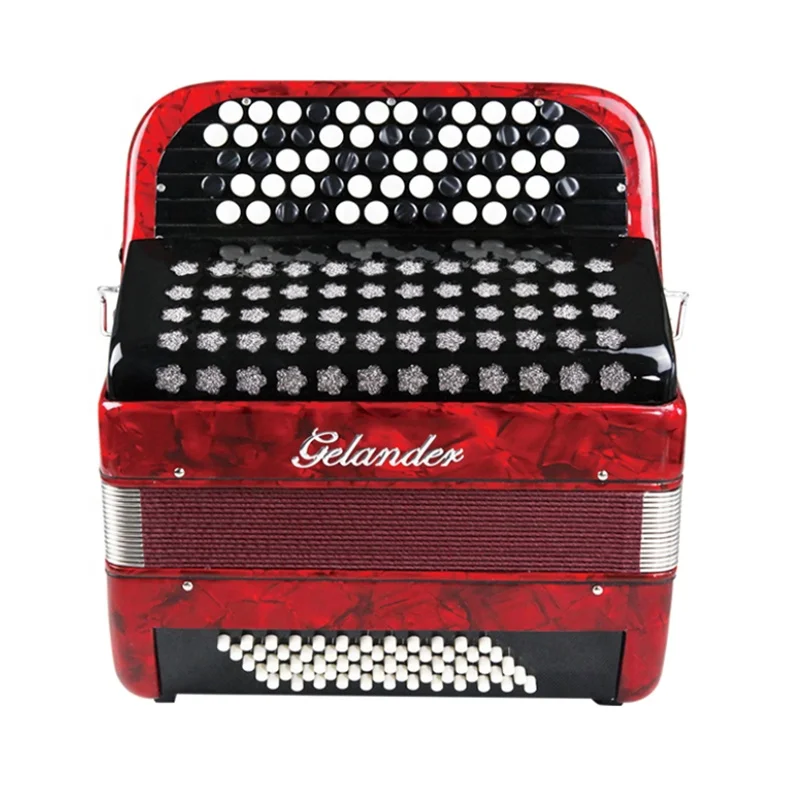 Professional Red Celluloid Button Accordion JB5060 62-Button Instrument 60 Bass 34 Tones Diatonic Accordeon Wood