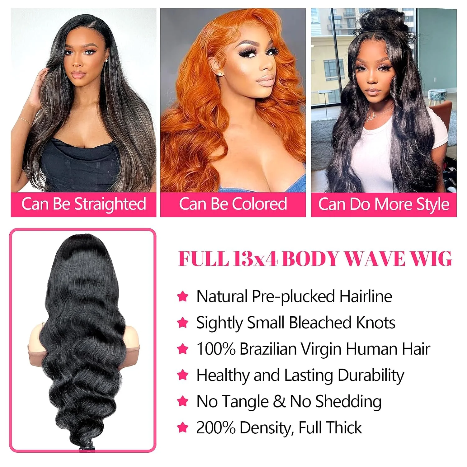 Body Wave Lace Front Wigs Human Hair Pre Plucked 13x4 Lace Front Wigs Human Hair 200% Density Brazilian Virgin Body Wave