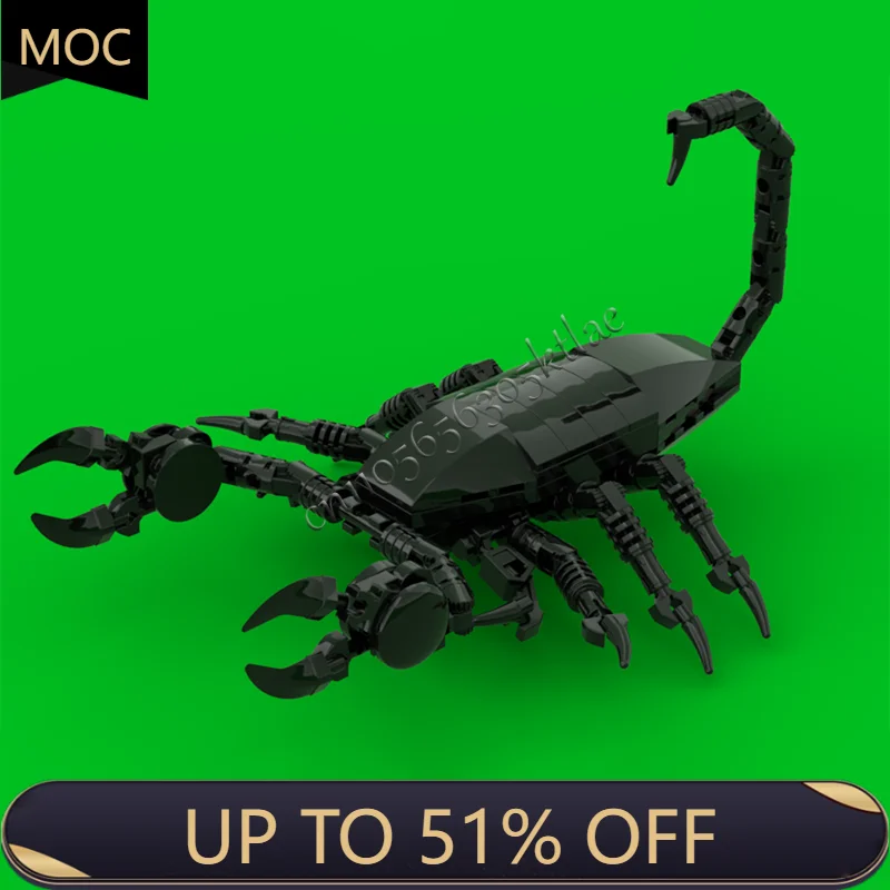 

100 деталей MOC, известная серия насекомых, модель черного скорпиона, сделай сам, строительные кирпичи, креативная сборка, развивающая игрушка, детский подарок-сюрприз