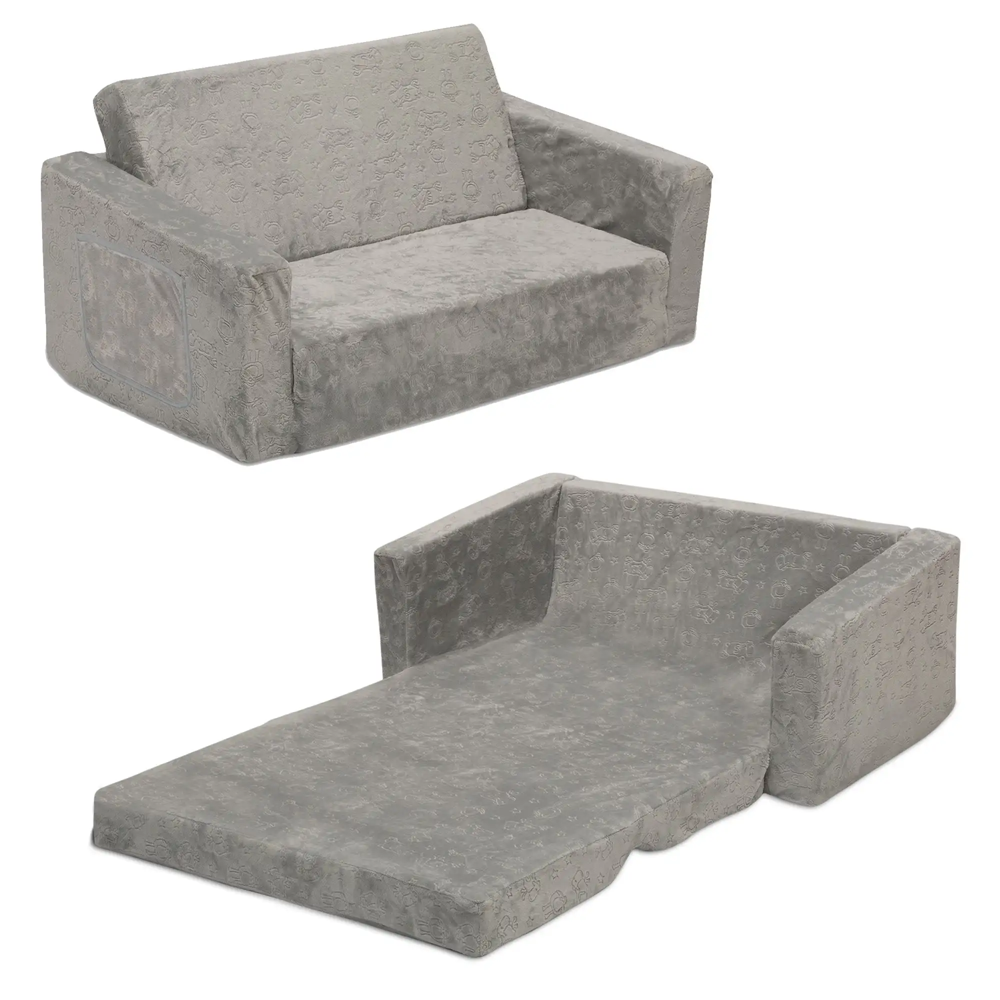 

Extra Wide Convertible Sofa to Lounger - Comfy 2-in-1 Flip Open Couch/Sleeper for Kids