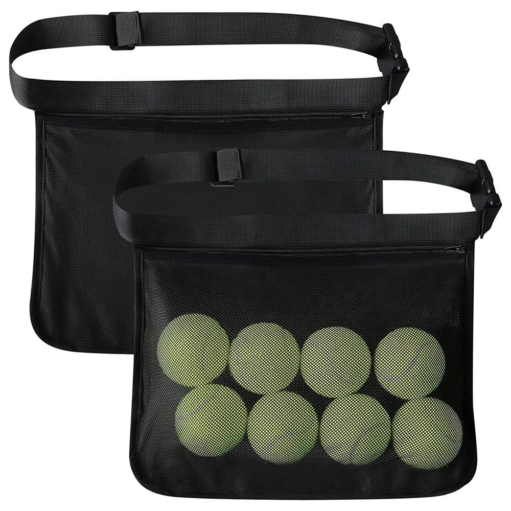 Tennis Ball Band Holder,Adjustable Pickleball Waist Pouch Holder,Mesh Waist Hip Ball Bag Pouch Carrier,Holding 8-10 Pickle Balls