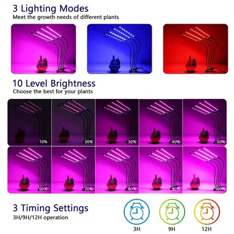 VEHO-LED Grow Lights For Plants,Full Spectrum Plant Growing Lamp For Hydroponics Plants,Multi-Level Dimmable,Support Timing