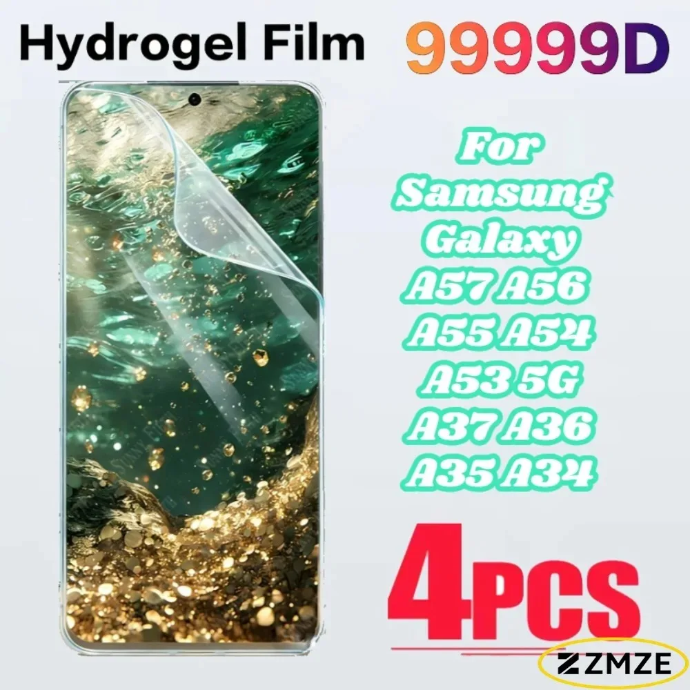 4 Stück Frontscheiben-Schutzfolie für Samsung Galaxy A55 A35 A54 A34 A53 5G A57 A37 A56 A36 Serie, ultraklare Wassergel-Folien