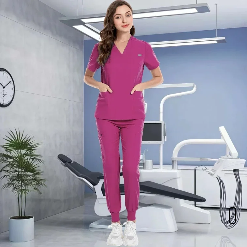 Multicolore femmes animalerie médecin gommage chirurgie médicale vêtements de travail gommage ensemble gommage uniforme à manches courtes hauts + pantalons uniforme de soins infirmiers