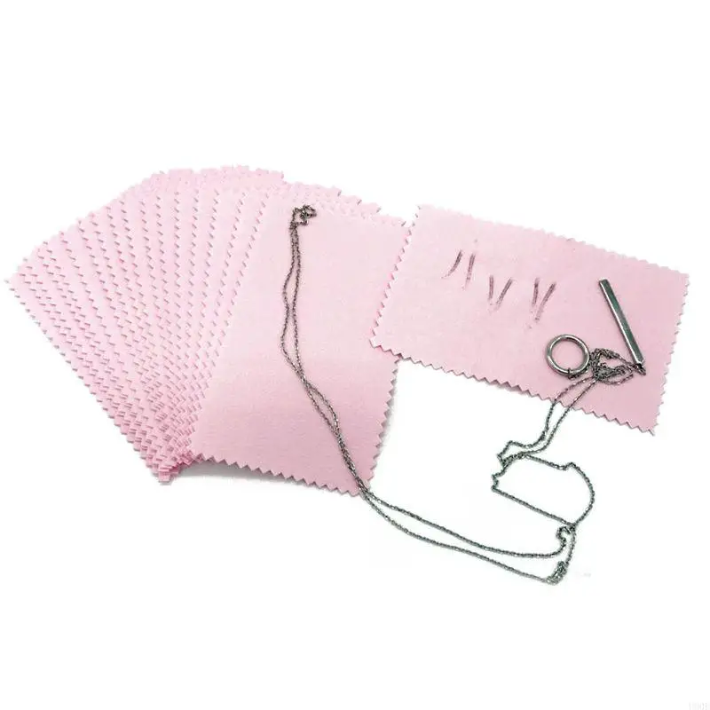 U90E 50Pcs Pink Polishing Cleaning Cloth Jewelry Silver Gold Cleaner Jewelry Tools