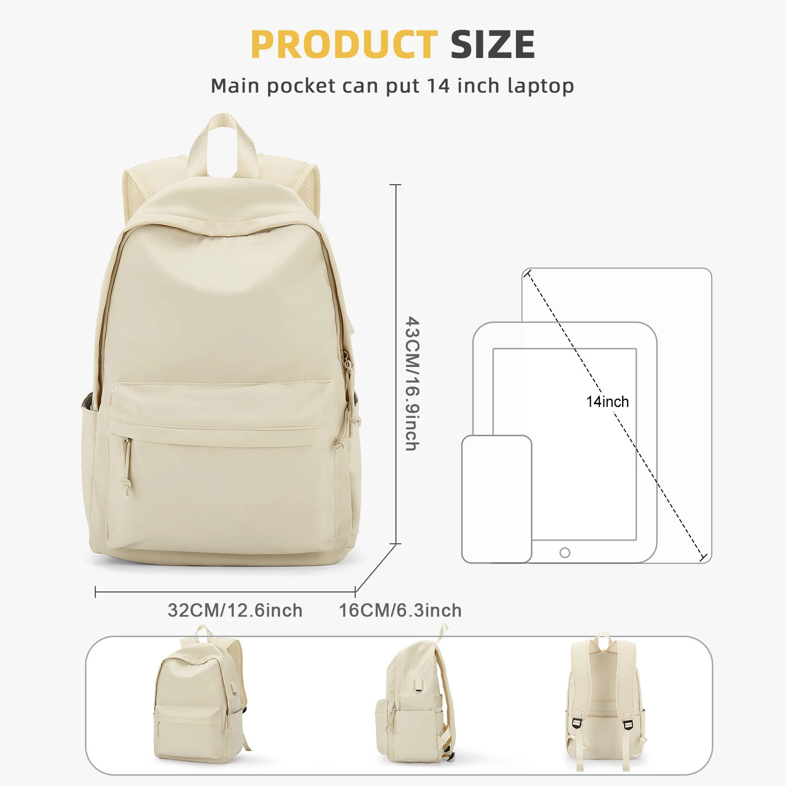 Laptop Backpack for Women, College School Backpack for Teen Girls Boys High School Bag Lightweight Cute Casual Travel Backpack