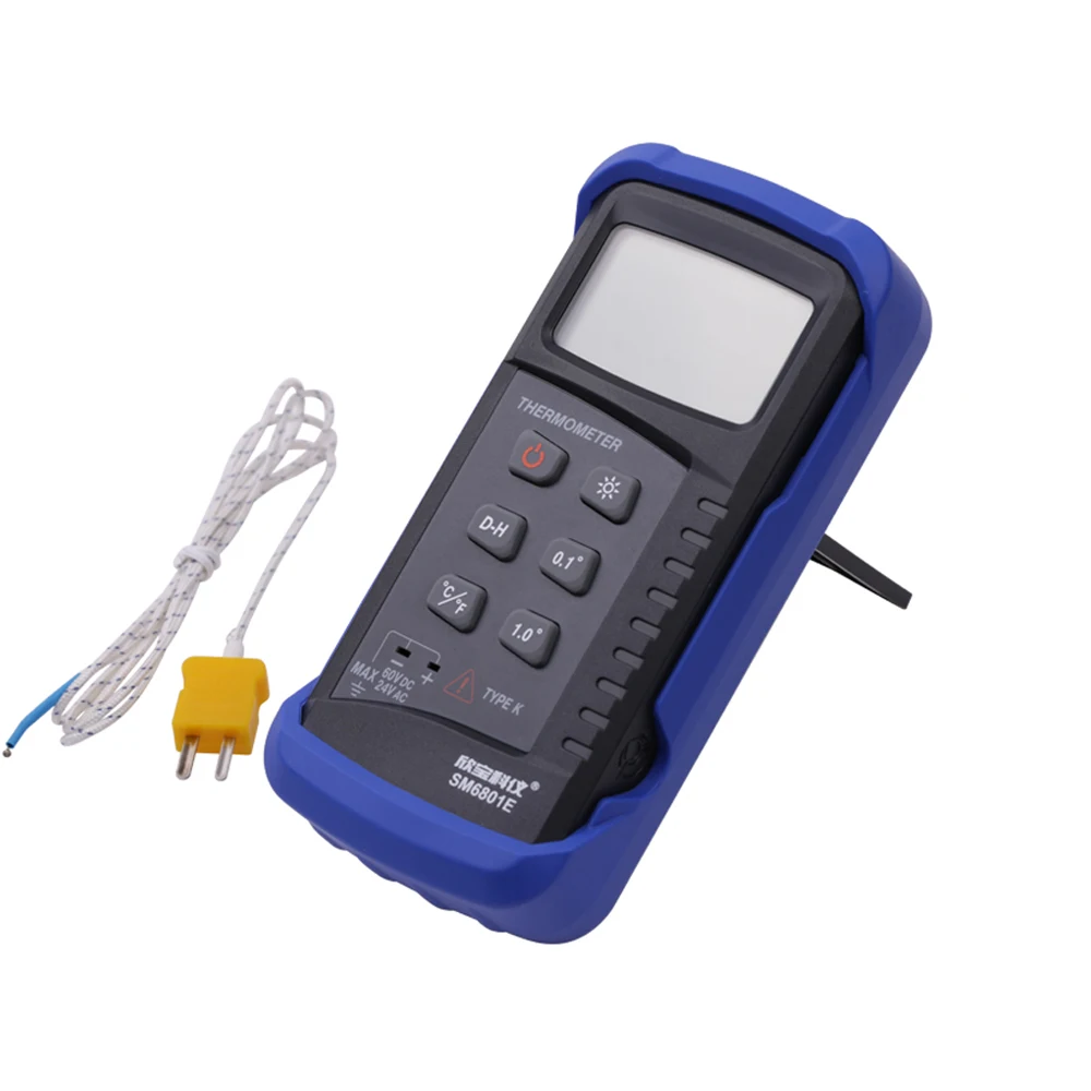 SM6801E Digital Thermometer -50℃~1300℃ LCD K-Type Thermocouple Probe Temperature Tester Resolution 0.1℃ Fast Contact Temp Meter