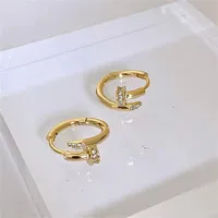 Charming Shiny Crystal Round Hoop Earring For Women Minimalist Nail Shaped Earrings Gold/Silver Trendy Jewelry - Image 4