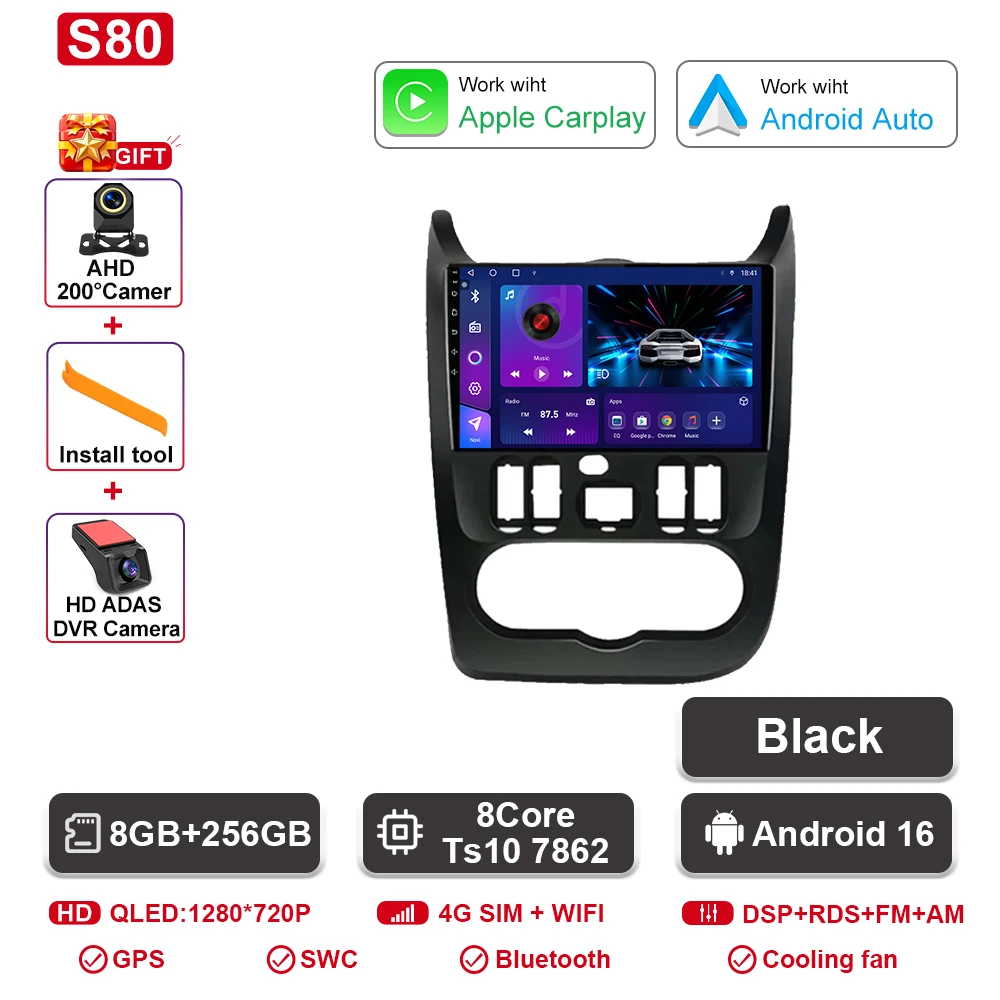Android 16 autoradio voor Renault Logan 1 Sandero 2009 - 2015 voor Dacia Duster 2010 - 2017 auto multimedia videospeler navigatie