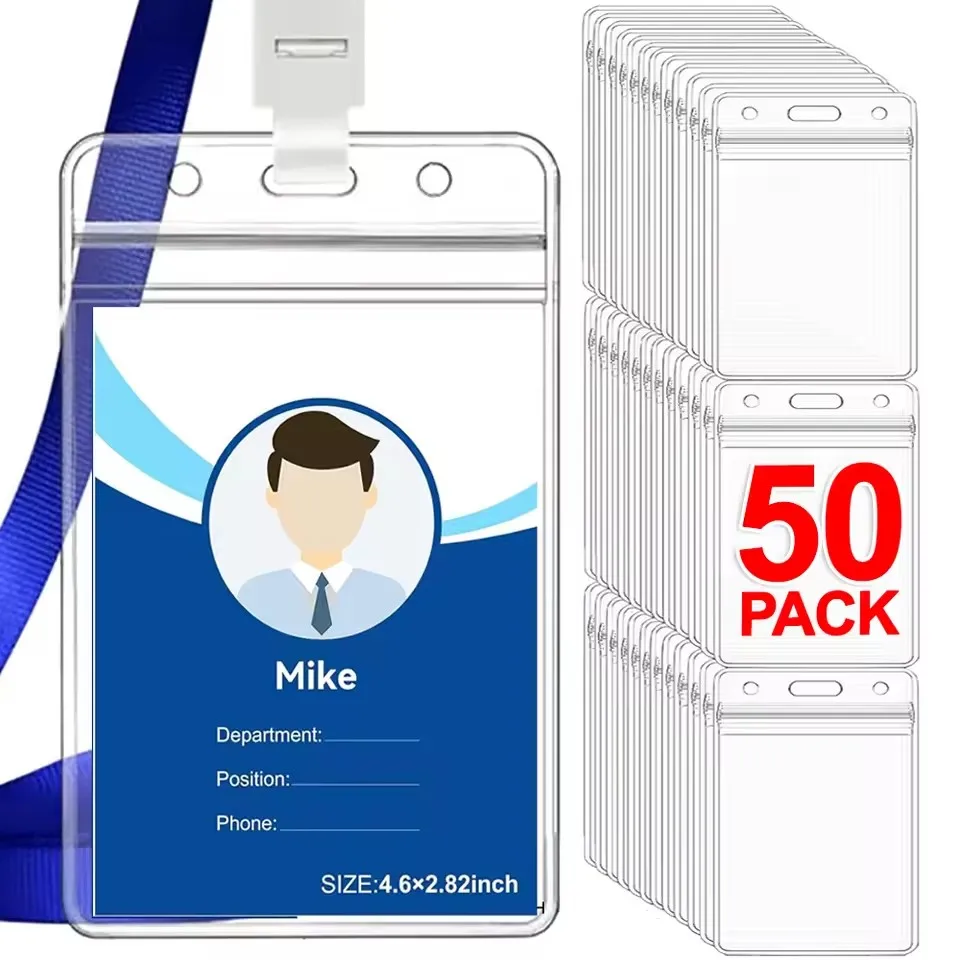 50/1 قطعة حامل بطاقة شفافة مقاوم للماء حامي البلاستيك حافظة الأعمال حافلة البنك بطاقة الائتمان حامي حاملي شارة بطاقة الهوية