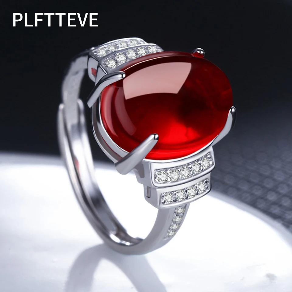 

Zircon Red Green Stone Rings For Women Silver Color Open Adjustable Engagement Wedding Ring Female Fashion Finger Jewelry Gift