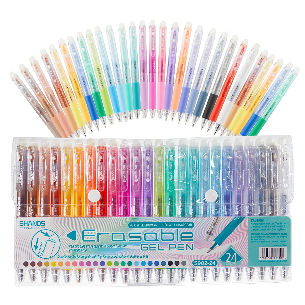 

12/24/36-Pack Erasable Rainbow Gel Pens Set, 0.7mm Fine Tip Color Pens for Journaling, Drawing, DIY – Back to School, Halloween