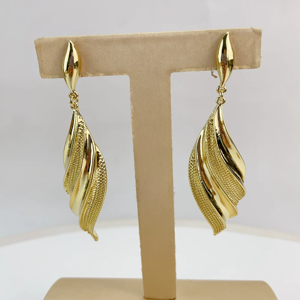 YUMINGLAI Simple Design Two Tones Necklace Earring African Party Ladies Jewelry Set FHK20453