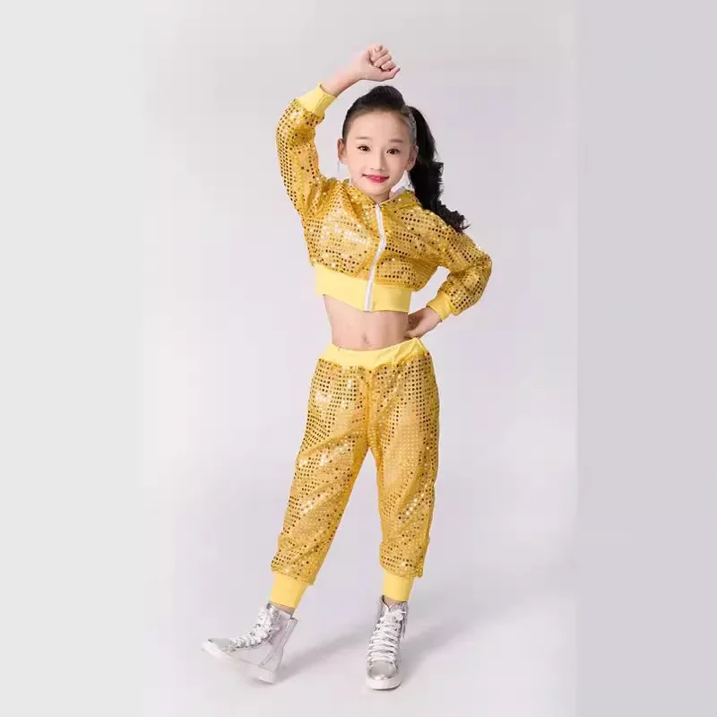 Children's modern dance costume sequins male and female cheerleaders performance costume jazz dance costume hip hop suit