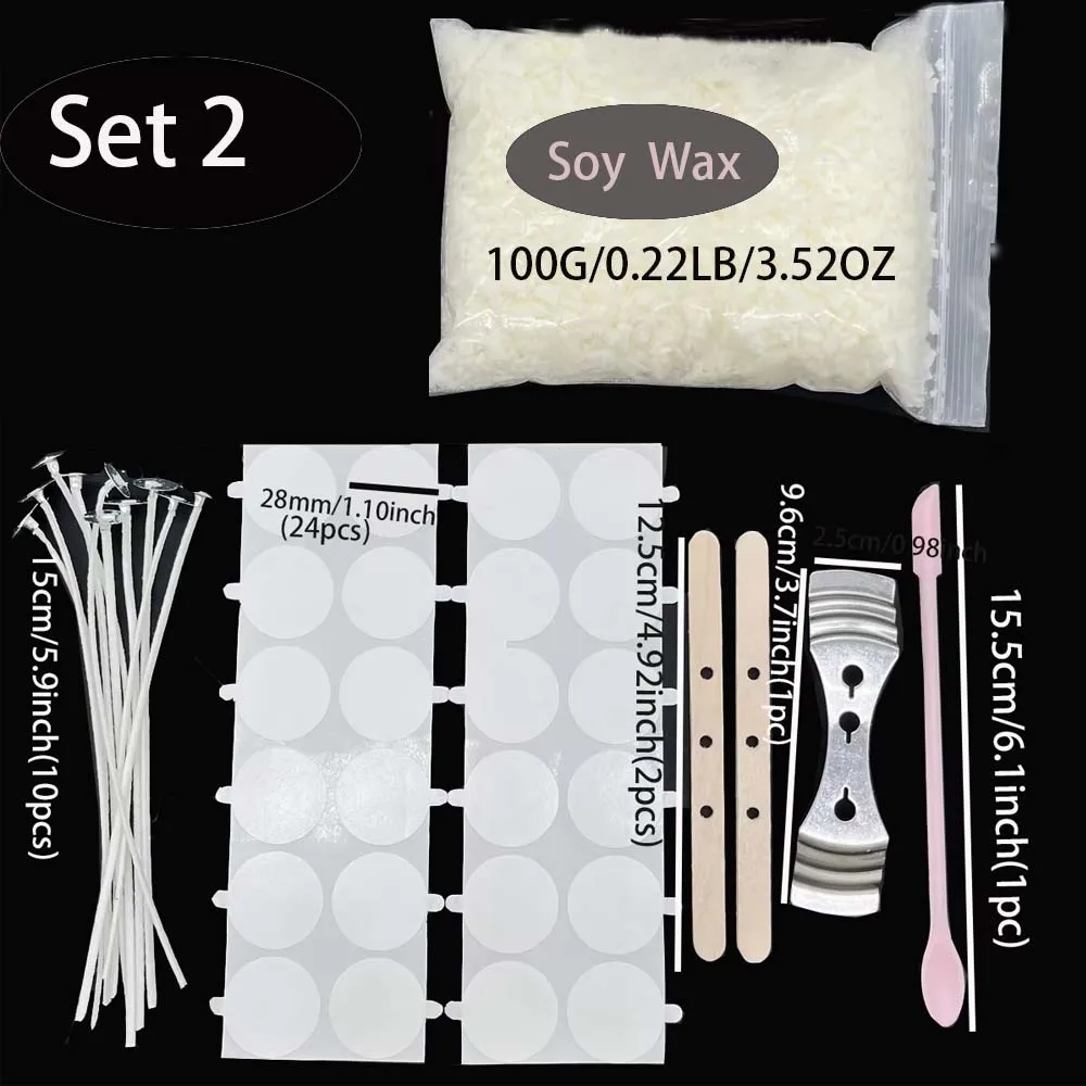 Kerzenherstellungssets, 100 g, Sojawachs, DIY-Kerzenherstellung, duftendes Kerzenmaterial, rauchfreie Kerze, Metalldocht, Kerzenhalterherstellung – Detail 4