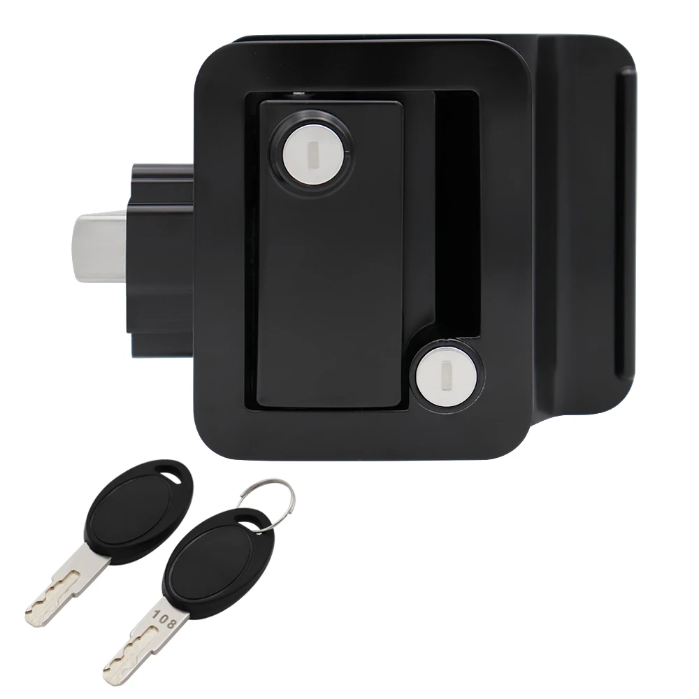 Rv Trailer Interior And Exterior Double Opening Silent Door Lock Black Zinc Alloy Toolbox Van Flat Car Lock