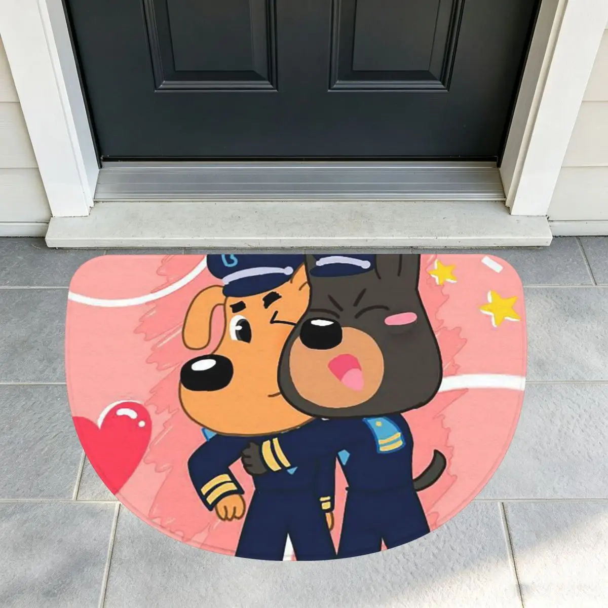 Sheriff Labrador Fanart Soft Flannel Half Round Doormat Non Slip Bathroom Mat Absorbent Floor Carpet for Living Room