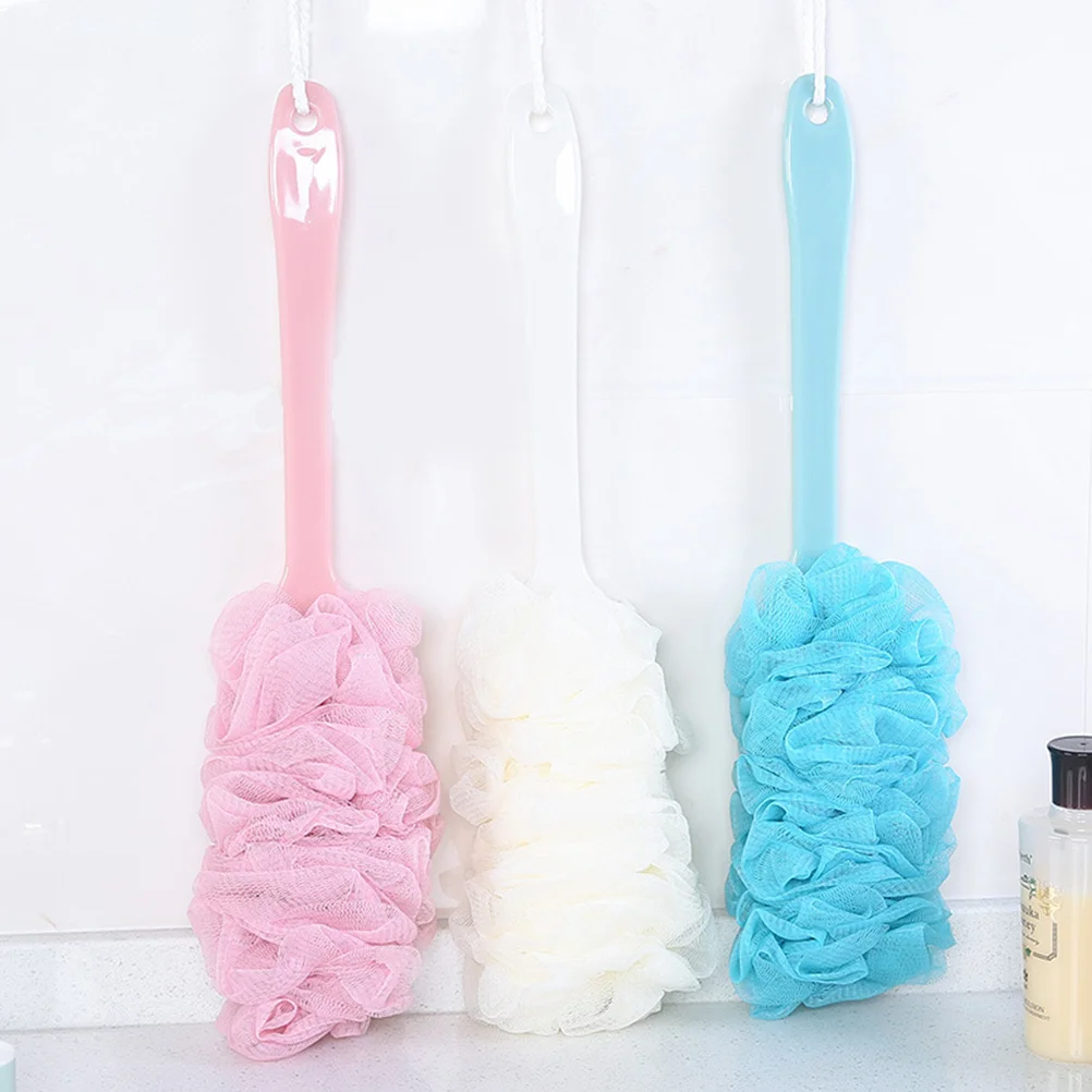 

Shower Ball Bath Flower Scrubber with Long Handle Exfoliating Mesh Sponge for Luxurious Lather and Deep Cleaning Pink