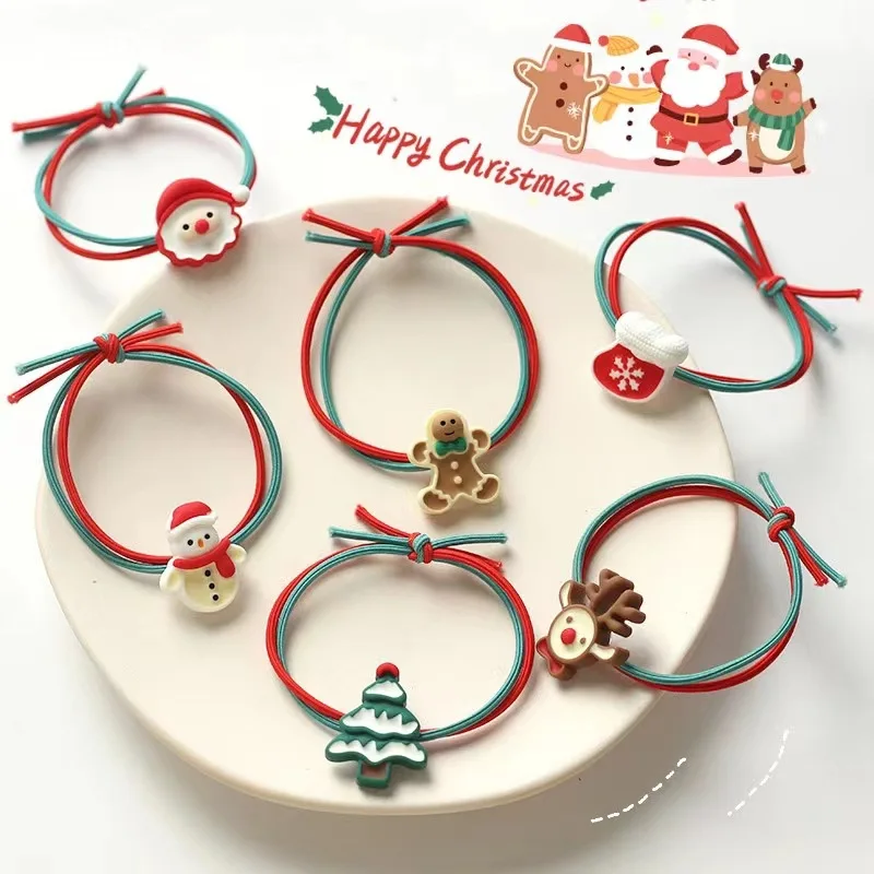 

Christmas Headdress, Headband Style, Christmas Hair Tie, Hair Tie, Rubber Band, Cute Reindeer Santa Claus Headband(6PS)