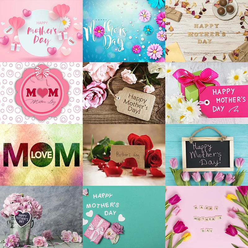 Mother's Day Festival Photography Backdrops Cloth Modern Style Vinyl Spray Painted Print Flower Background Photo Decor Props