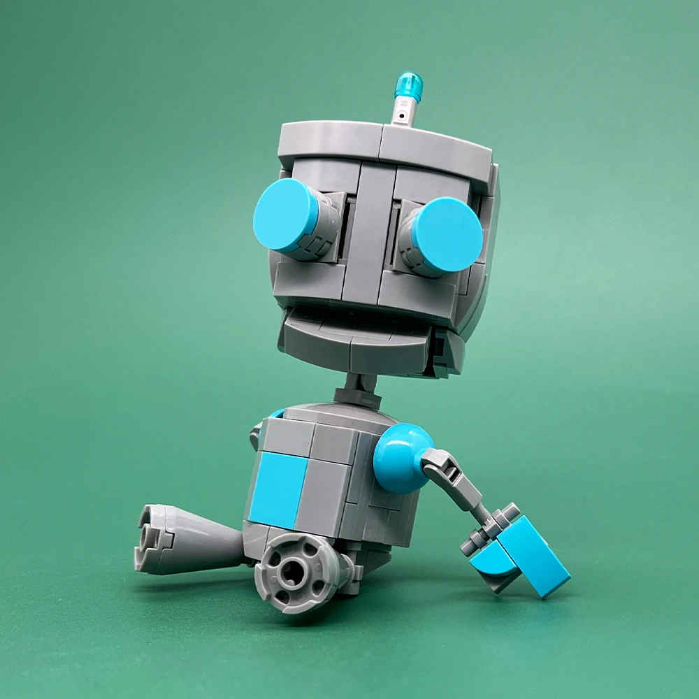 

Конструктор-робот в стиле ретро-фантастики, коллекционная модель космического робота для сборки своими руками, игрушка для детей и взрослых, серый и голубой цвет, декор для стола
