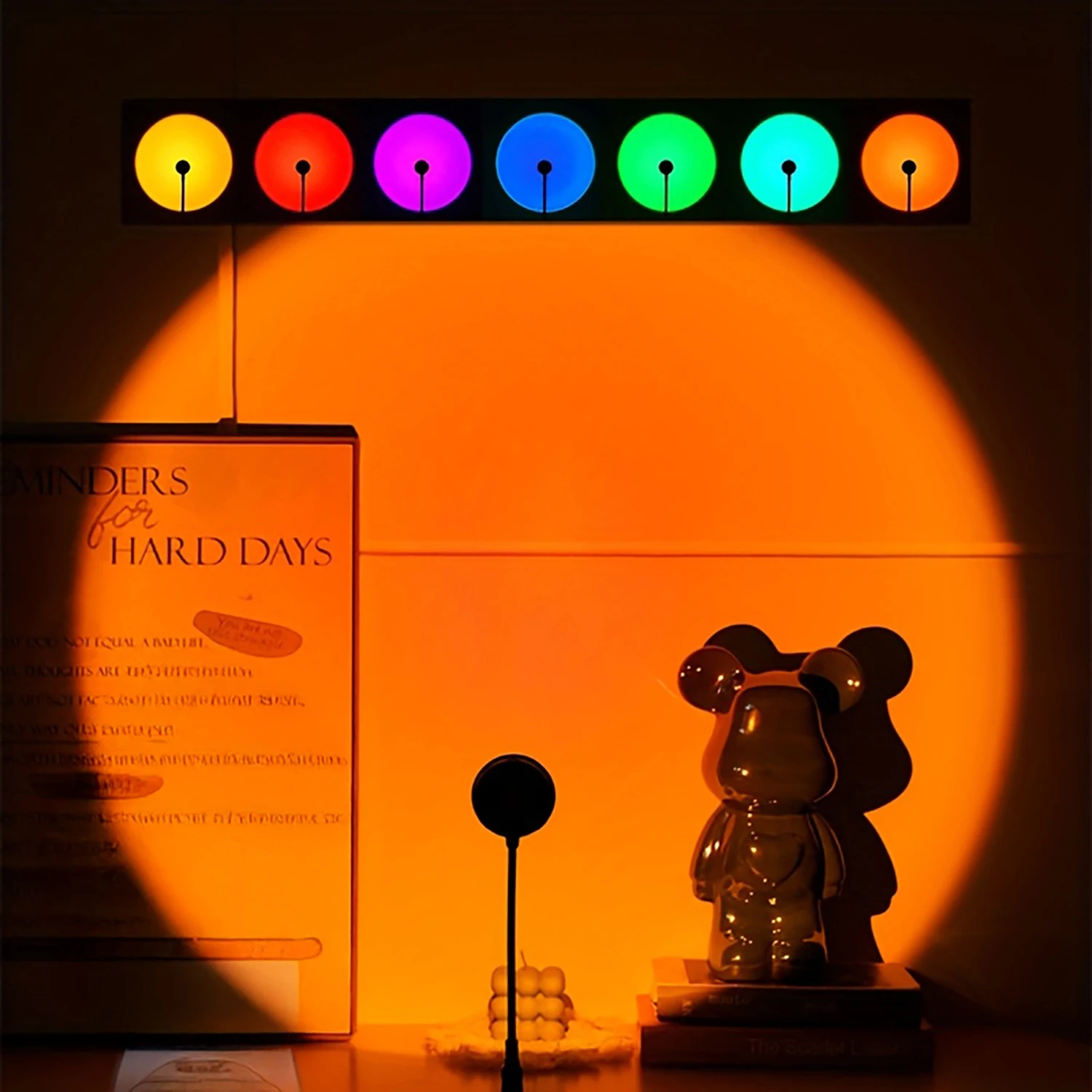 Colorful LED sunset ambient light, seven colors adjustable, USB plug-and-play, suitable for party wall decoration.