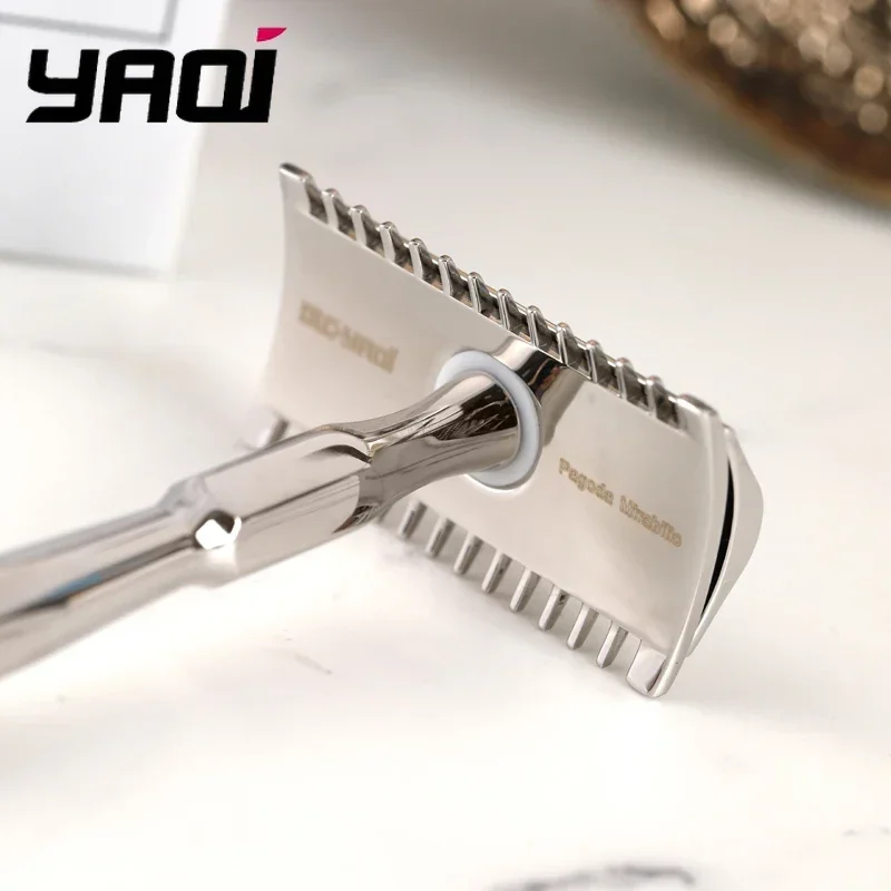 YAQI PAGODA MIRABILIS Stainless Steel Safety Razor Hypoallergenic about 54g 0.30mm gap Ultra-Light Premium Men's Shaving tool