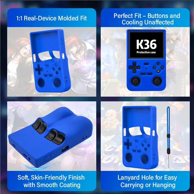 

Protective Case Cover for K36, Soft Silicone Case Storage Bag Anti-Scratch Protective Sleeve with Wrist Strap Game Accessories