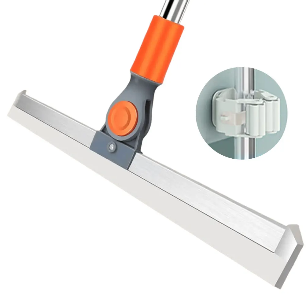 

Силиконовый скребок для стеклоочистителя из нержавеющей стали с длинной ручкой, скребок для стеклоочистителя зеркала с регулируемым углом для подметания ванной комнаты