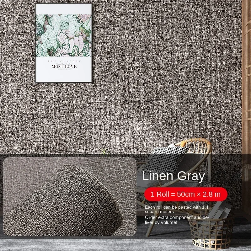 3d Dikker Zelfklevend Thermisch Isolatiebehang Linnen Effen Kleur Decor Muurstickers Renovatie Anti-Collision Behang - afbeelding 1
