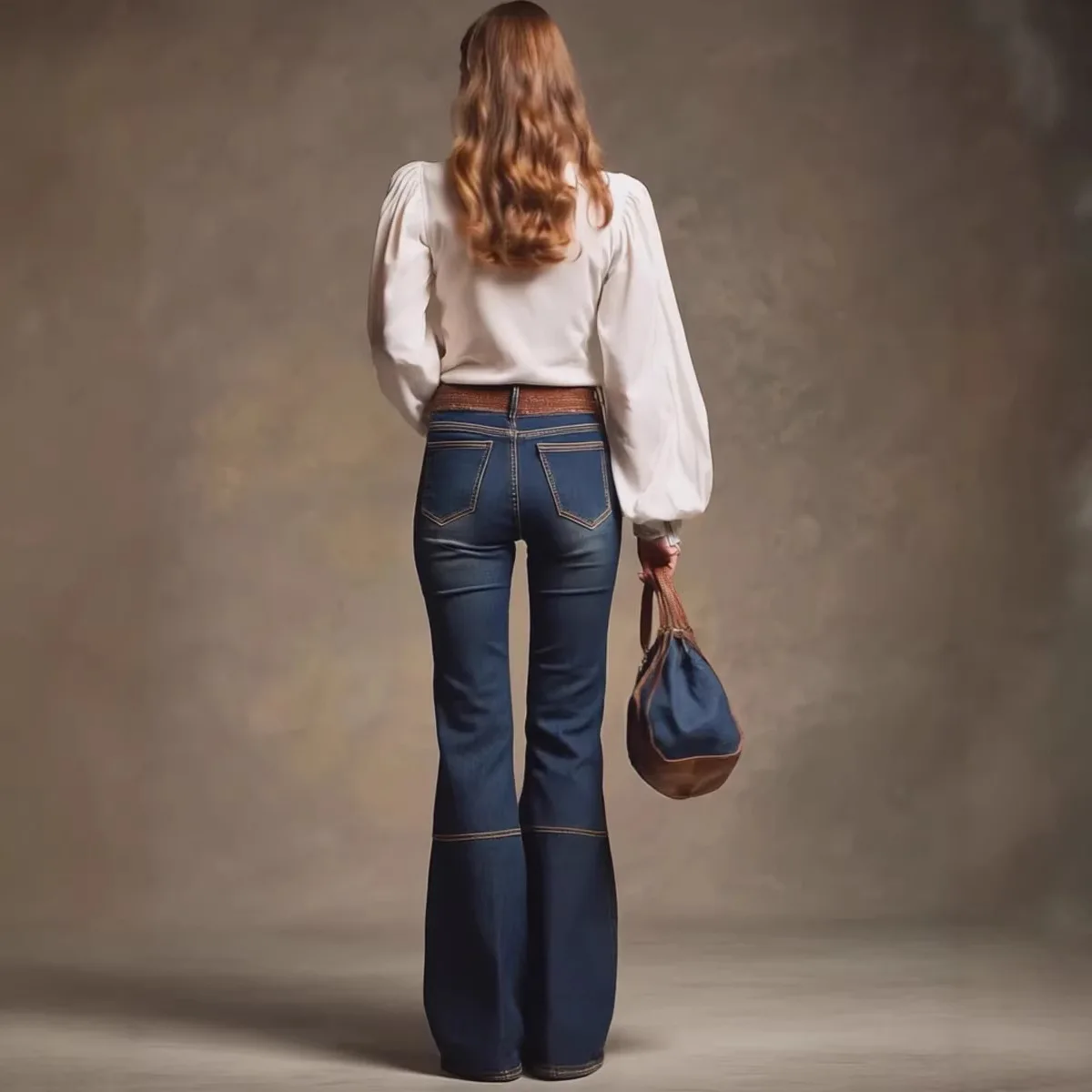 

2026 New Elegant Temperament High Waist Slim Fit Flare Jeans Women Spring Retro Blue Design Sense Outfit