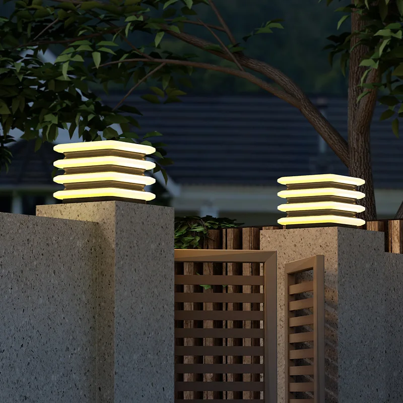 

Solar stigma Outdoor waterproof door pillar Garden pagoda pillar lamp Gate Court wall pillar lamp Wall