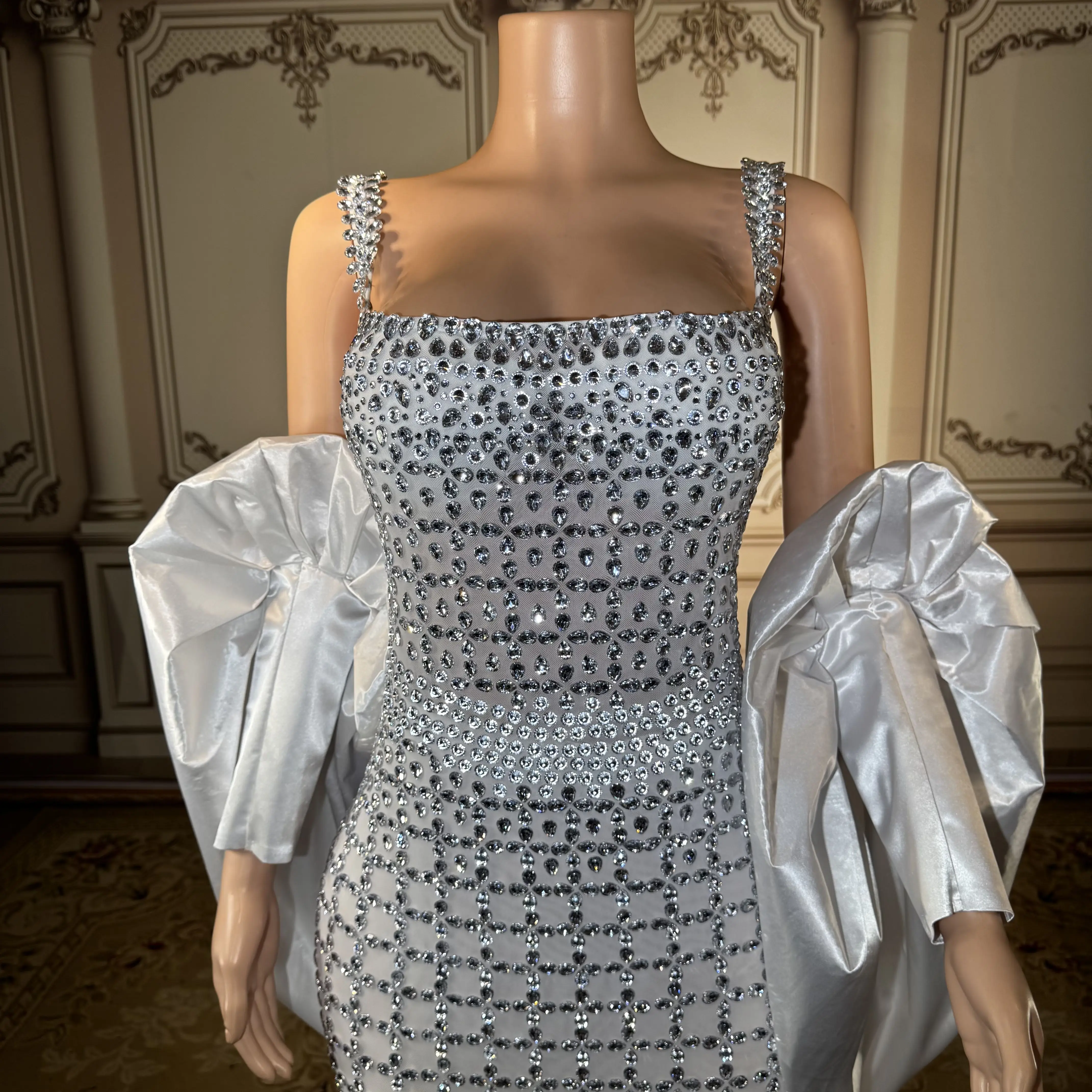 

ZD Backless Sleeveless Slit Diamond Ball Sexy Rhinestone Dress Formal Dresses Dresses Women Lady Elegant Party