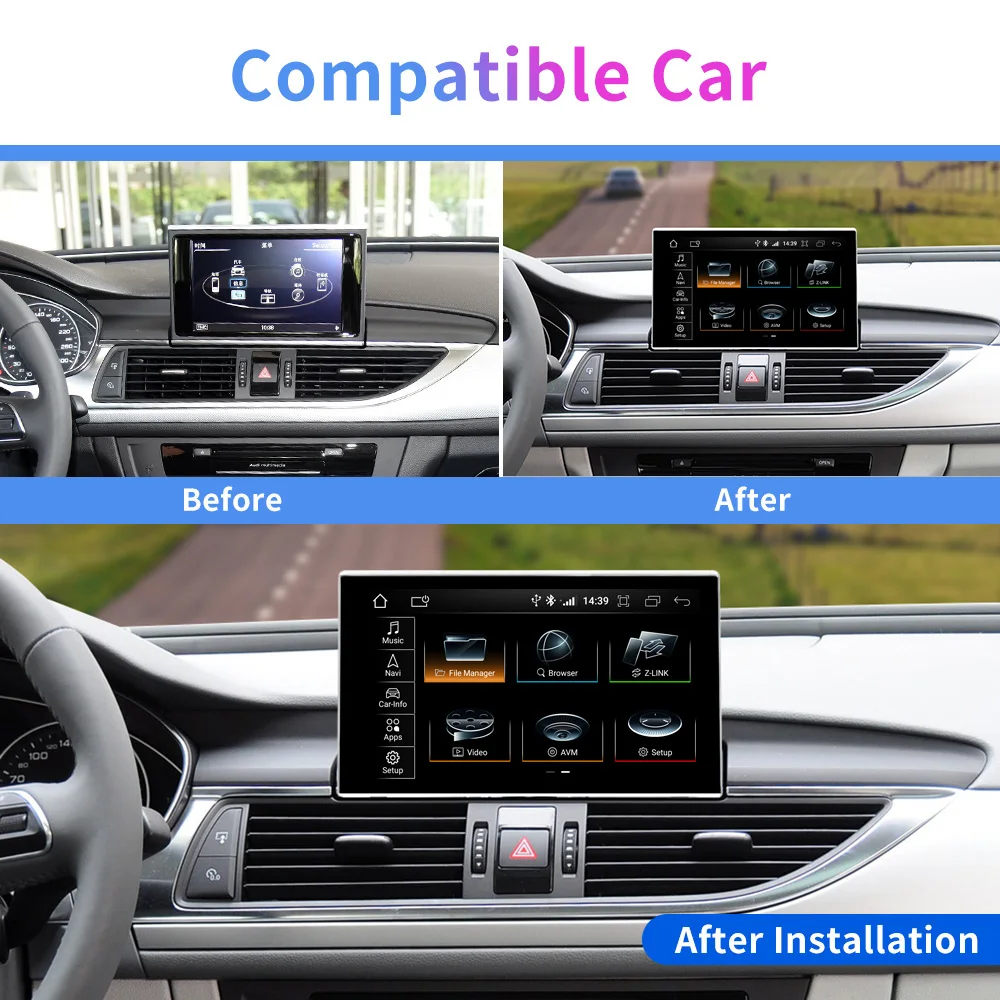 8 Core Android 14 System Car Multimedia Stereo For Audi A6 C7 A7