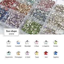 Star 4MM Flat Back Glass Crystals Mini Nail Art Rhinestones Glittering 12 Colors DIY Manicure Decorations Diamond 30/100 Pcs