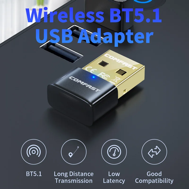 CF-B04 Mini USB Wireless Bluetooth Dongle BT 5.1 Adapter Music Audio Receiver Transmitter Plug and Play For Windows 7/8.1/10/11