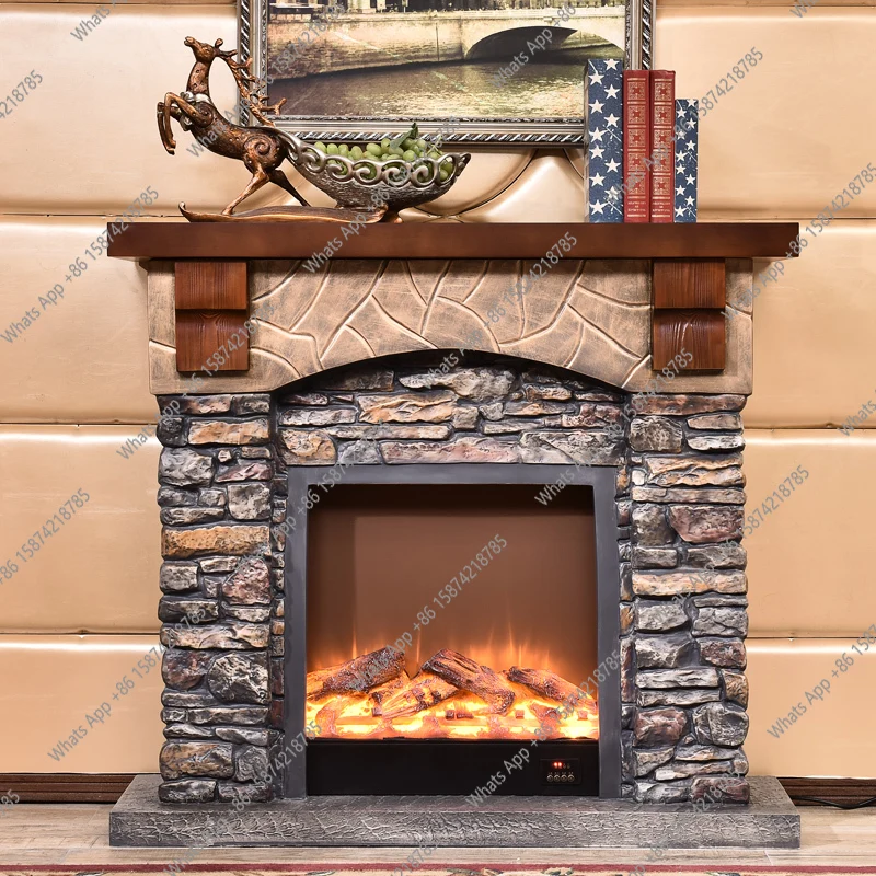 

European stone mantel fireplace cabinet, imitation stone fireplace decoration heating core 1.2/1 meters