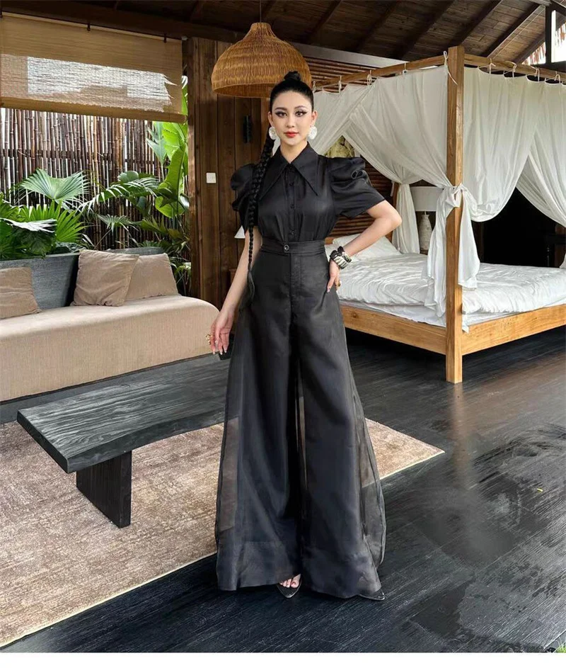 Ropa de mujer, pantalones de mujer para principios de otoño, nuevo diseño de moda Sense Niche, pantalones casuales, pantalones de mujer, pantalones sueltos de pierna ancha de hilo