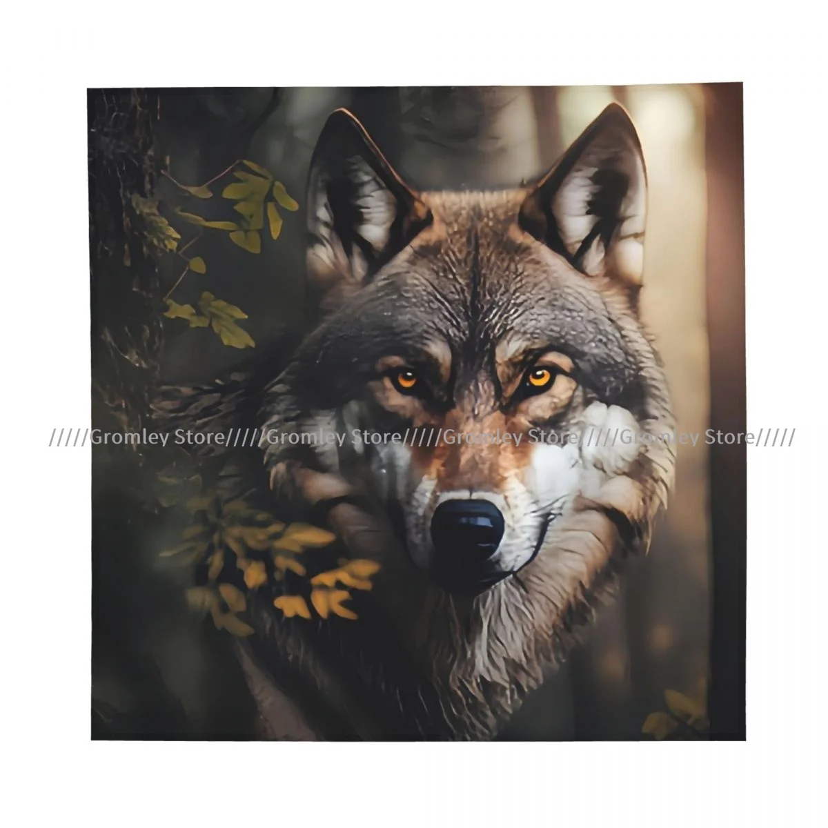 Square Scarf Women Wolf In The Forest Bandana Headscarf