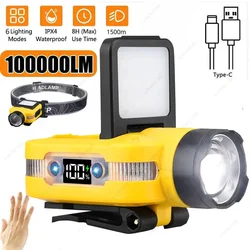 Sensor COB LED Headlamp Cap Clip Light USB Rechargeable Head Flashlight Built-in Battery Headlight Led Head for Fishing Camping